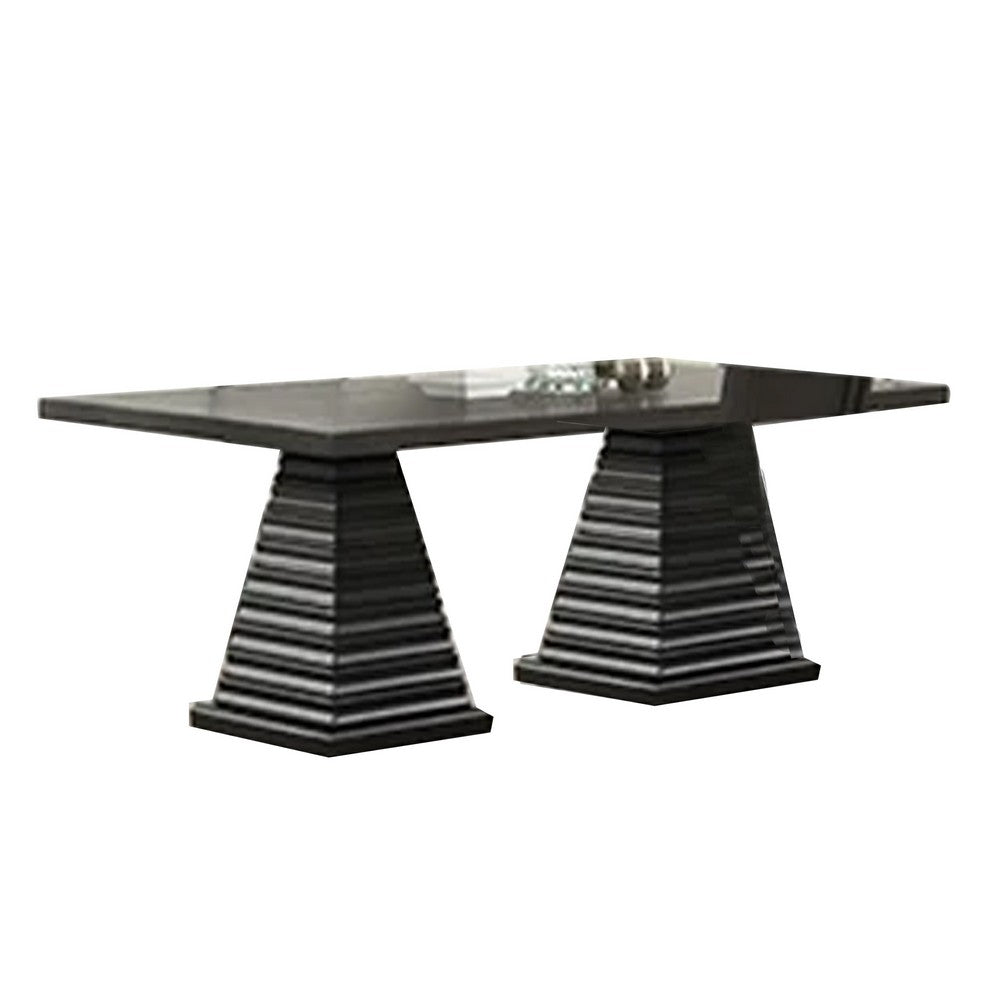 Pex Dining Table | 78" Rectangular Top | Double Pedestal Base | Brown
