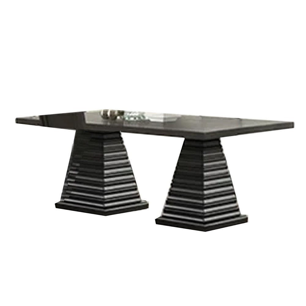 Pex Dining Table | 78" Rectangular Top | Double Pedestal Base | Brown
