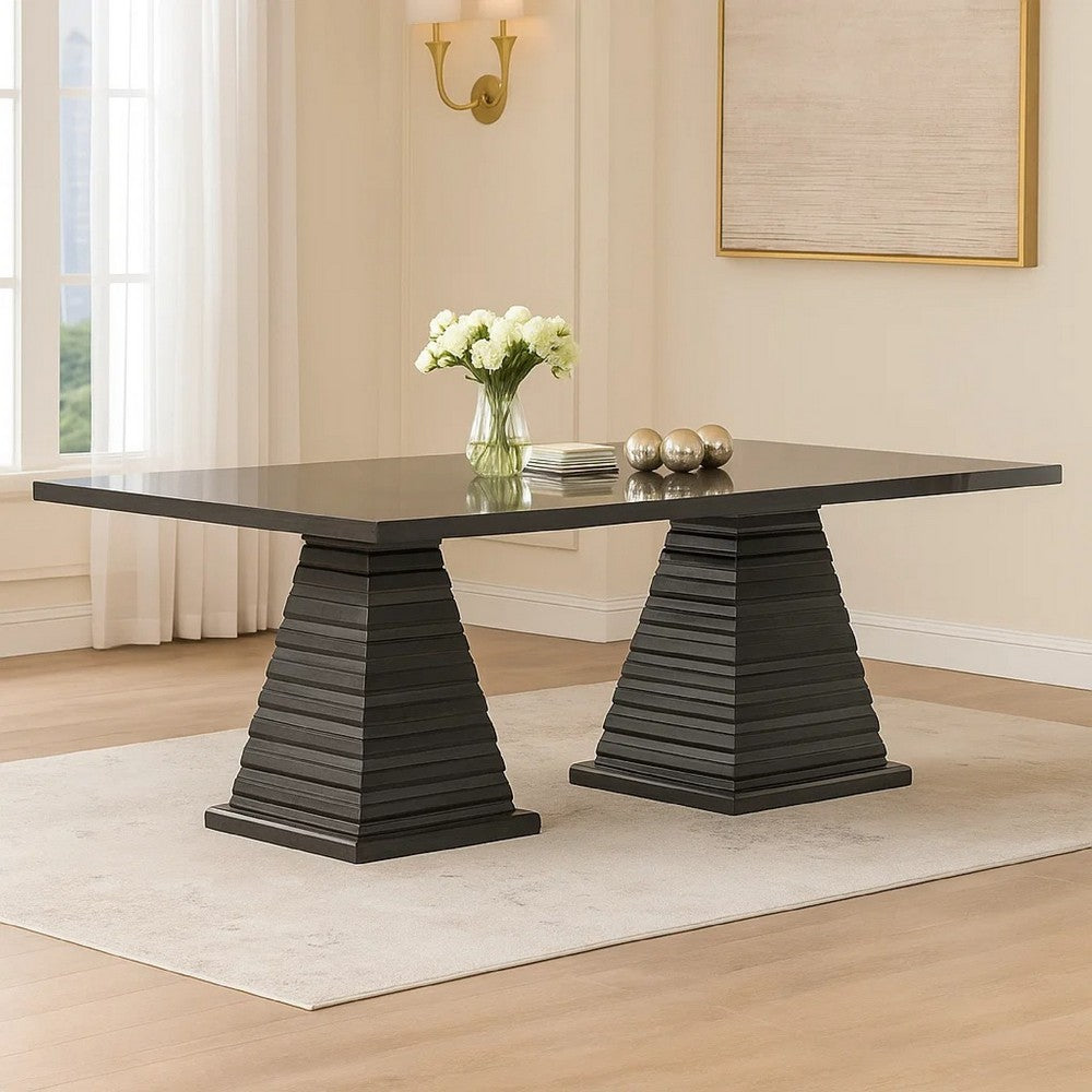 Pex Dining Table | 78" Rectangular Top | Double Pedestal Base | Brown