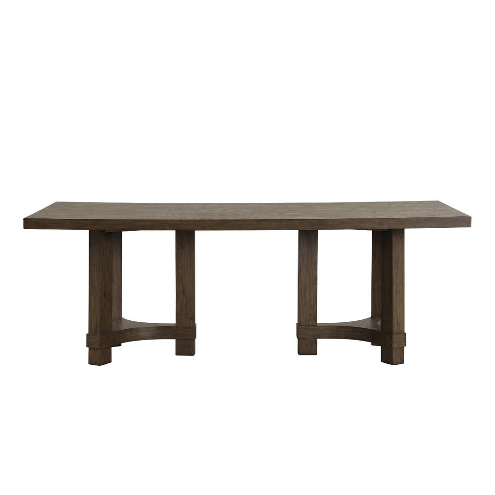Cora Dining Table | 84" Rectangular Top | Walnut Brown Pedestal Base