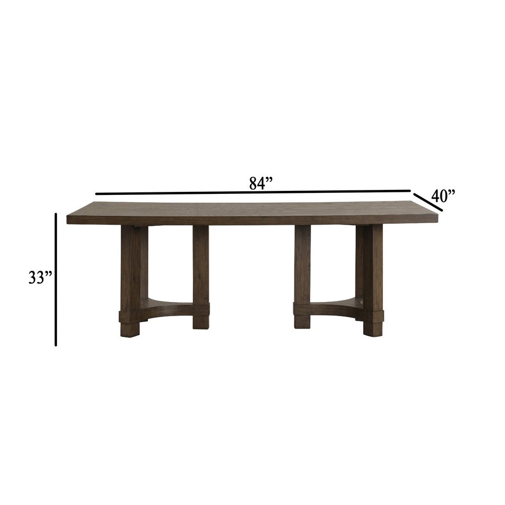 Cora Dining Table | 84" Rectangular Top | Walnut Brown Pedestal Base