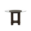 Cora Dining Table | 52" Round Glass Top | Walnut Brown Pedestal Base