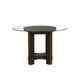 Cora Dining Table | 52" Round Glass Top | Walnut Brown Pedestal Base