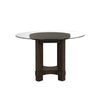 Cora Dining Table | 52" Round Glass Top | Walnut Brown Pedestal Base