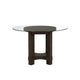 Cora Dining Table | 52" Round Glass Top | Walnut Brown Pedestal Base