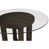 Cora Dining Table | 52" Round Glass Top | Walnut Brown Pedestal Base