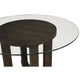 Cora Dining Table | 52" Round Glass Top | Walnut Brown Pedestal Base