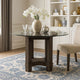 Cora Dining Table | 52" Round Glass Top | Walnut Brown Pedestal Base