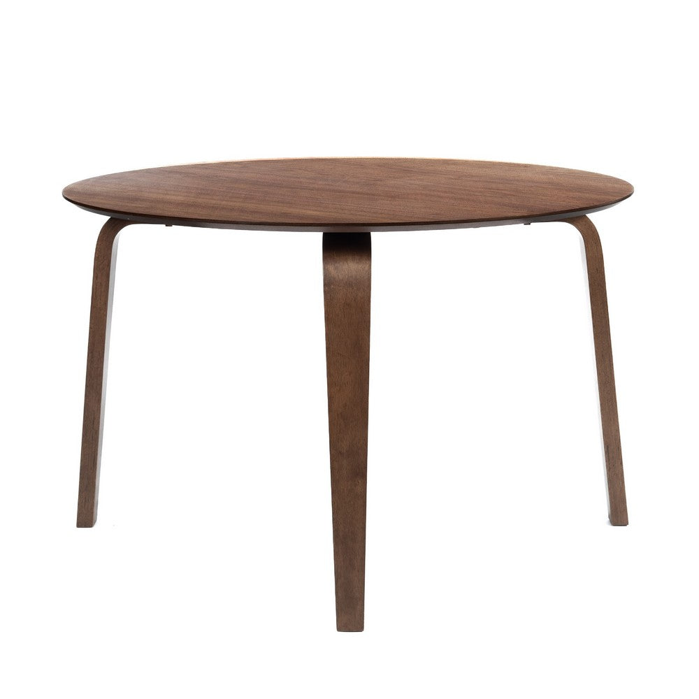 Aby Dining Table | 47" Round Top | Rustic Walnut Brown Splayed Legs
