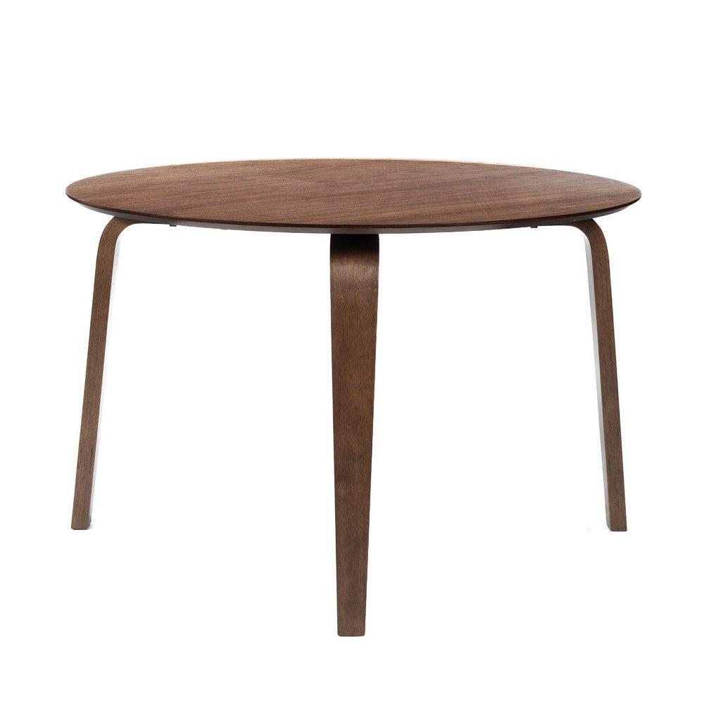 Aby Dining Table | 47" Round Top | Rustic Walnut Brown Splayed Legs
