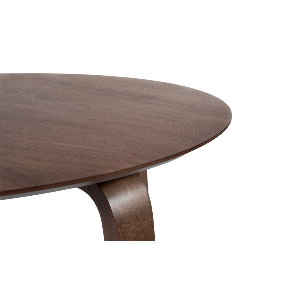Aby Dining Table | 47" Round Top | Rustic Walnut Brown Splayed Legs