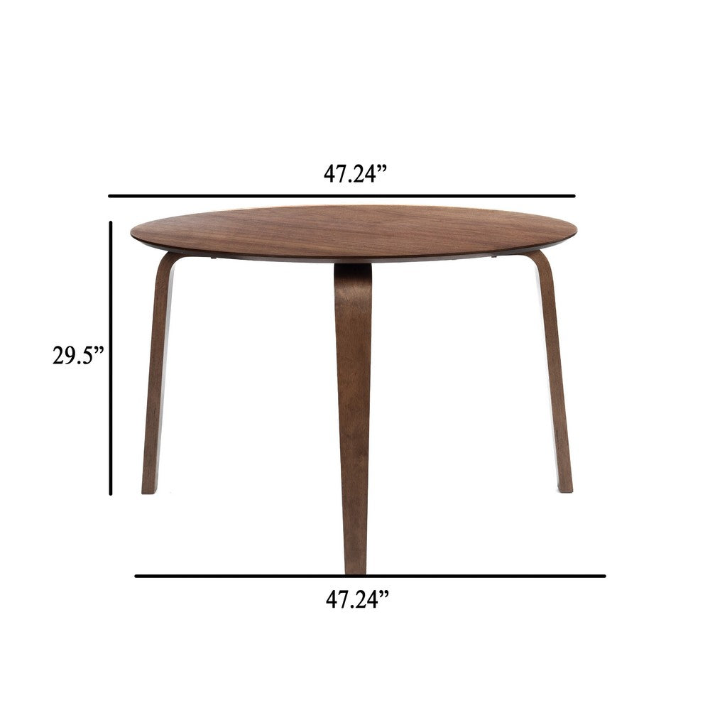 Aby Dining Table | 47" Round Top | Rustic Walnut Brown Splayed Legs