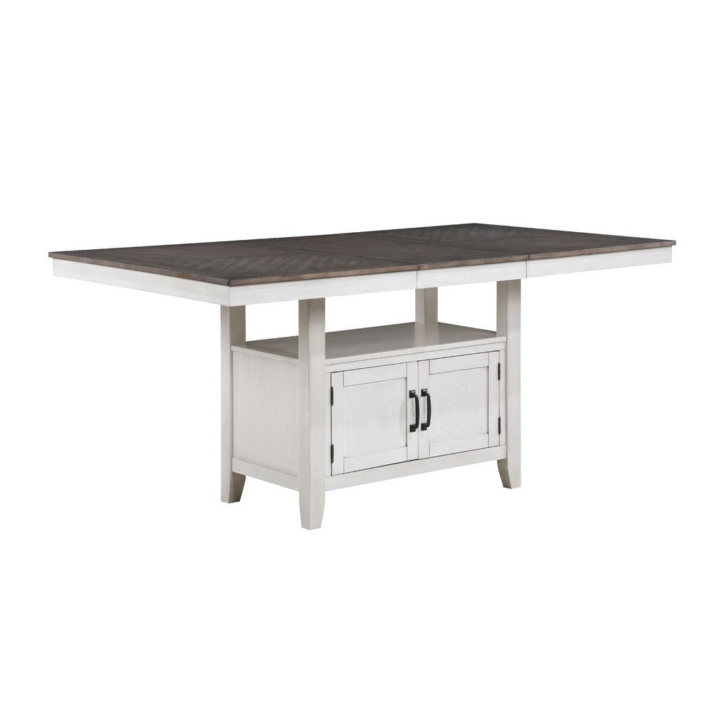 Jay 80-90" Counter Table w Extendable Leaf | 4 Cabinets | Cream White