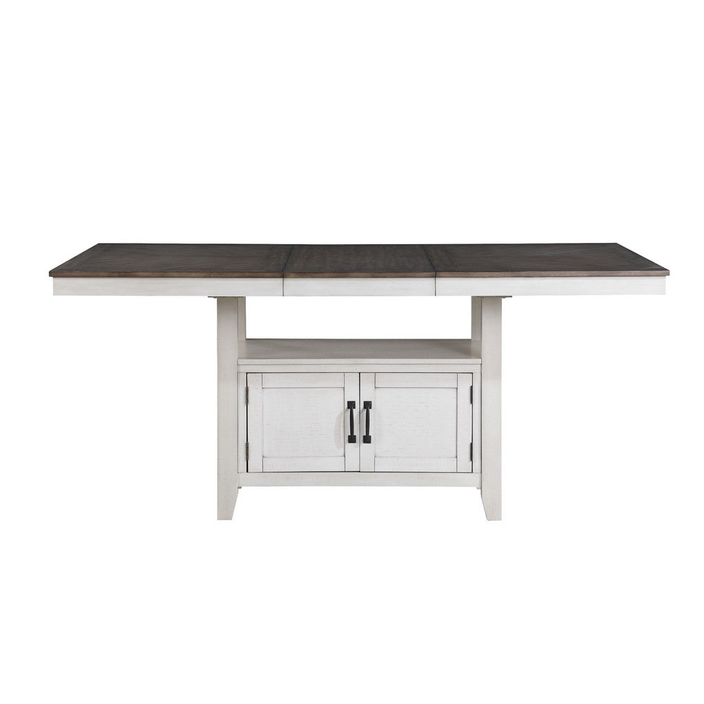 Jay 80-90" Counter Table w Extendable Leaf | 4 Cabinets | Cream White