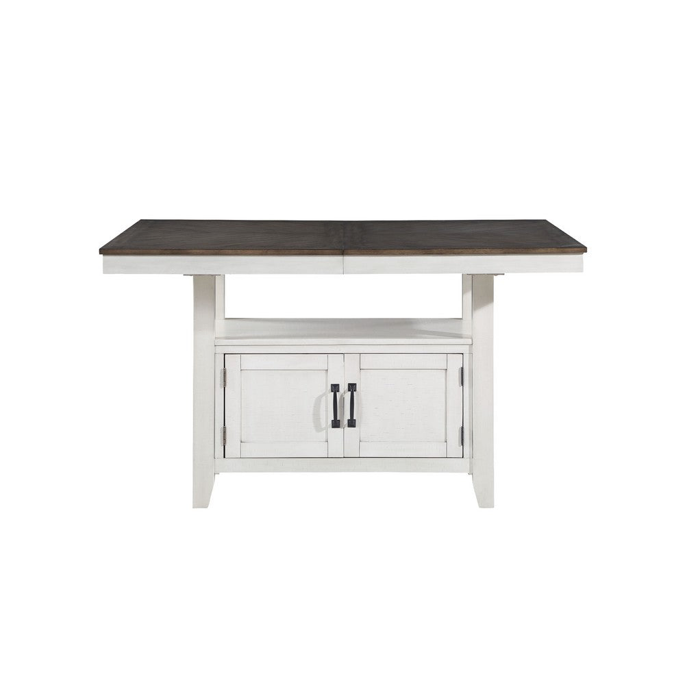 Jay 80-90" Counter Table w Extendable Leaf | 4 Cabinets | Cream White