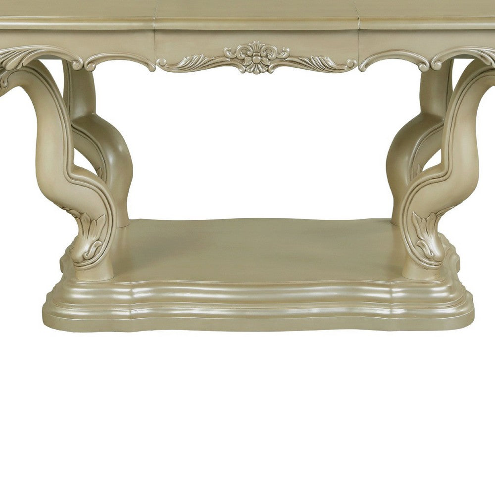 Kerra Dining Table | 84-102" Extension Top w Leaf | Champagne Silver