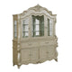 Kerra 2pc China Hutch Buffet | 2 Drawers Glass Doors | Champagne Silver