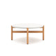 Scy Patio Coffee Table | 33" White Terrazzo Top | Natural Brown Base