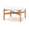 Scy Patio Coffee Table | 33" White Terrazzo Top | Natural Brown Base