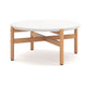 Scy Patio Coffee Table | 33" White Terrazzo Top | Natural Brown Base