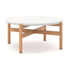 Scy Patio Coffee Table | 33" White Terrazzo Top | Natural Brown Base