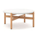 Scy Patio Coffee Table | 33" White Terrazzo Top | Natural Brown Base