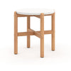 Scy Patio Side End Table | 19" White Terrazzo Top | Natural Brown