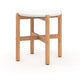 Scy Patio Side End Table | 19" White Terrazzo Top | Natural Brown