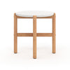 Scy Patio Side End Table | 19" White Terrazzo Top | Natural Brown