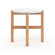 Scy Patio Side End Table | 19" White Terrazzo Top | Natural Brown