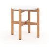 Scy Patio Side End Table | 19" White Terrazzo Top | Natural Brown