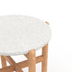 Scy Patio Side End Table | 19" White Terrazzo Top | Natural Brown