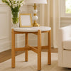 Scy Patio Side End Table | 19" White Terrazzo Top | Natural Brown