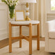 Scy Patio Side End Table | 19" White Terrazzo Top | Natural Brown