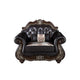 Liana Accent Chair | Ornate Carving, Luxurious Tufted Cherry Brown Faux Leather