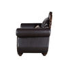 Liana Accent Chair | Ornate Carving, Luxurious Tufted Cherry Brown Faux Leather