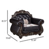 Liana Accent Chair | Ornate Carving, Luxurious Tufted Cherry Brown Faux Leather