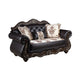Liana Loveseat | Ornate Carving, Luxurious Tufted Cherry Brown Faux Leather
