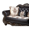 Liana Loveseat | Ornate Carving, Luxurious Tufted Cherry Brown Faux Leather