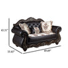 Liana Loveseat | Ornate Carving, Luxurious Tufted Cherry Brown Faux Leather