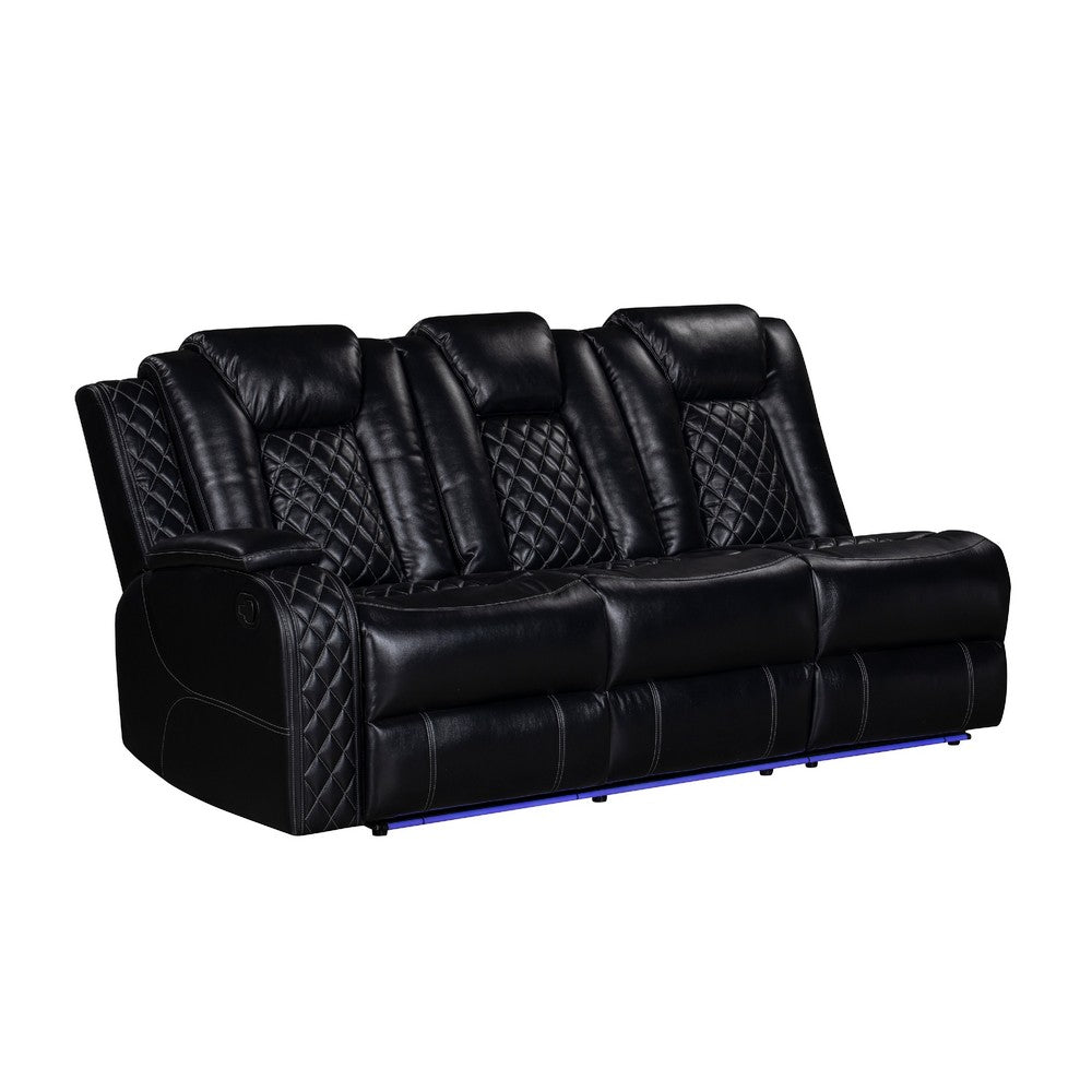 Ronie Black 3pc Sectional Dual Power Reclining Sofa | Cupholders | Speaker