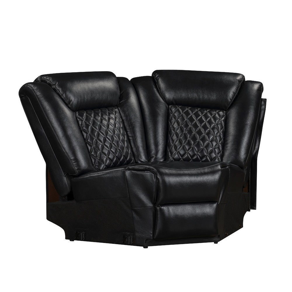 Ronie Black 3pc Sectional Dual Power Reclining Sofa | Cupholders | Speaker