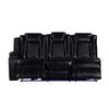 Ronie Black 3pc Sectional Power Reclining Sofa | Lights & Bluetooth Speaker