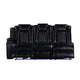 Ronie Black 3pc Sectional Power Reclining Sofa | Lights & Bluetooth Speaker