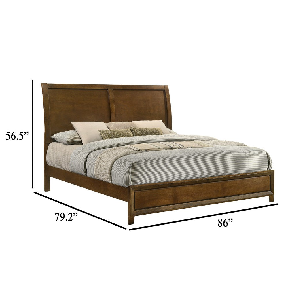 Lary King Bed w Sleigh-Style Headboard & Slat Kit | Walnut Brown