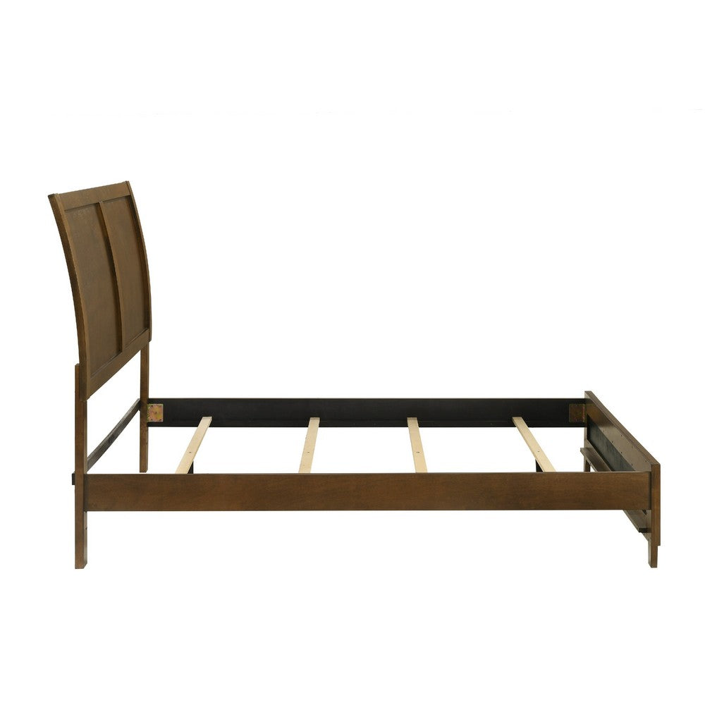 Lary Queen Bed w Sleigh-Style Headboard & Slat Kit | Walnut Brown
