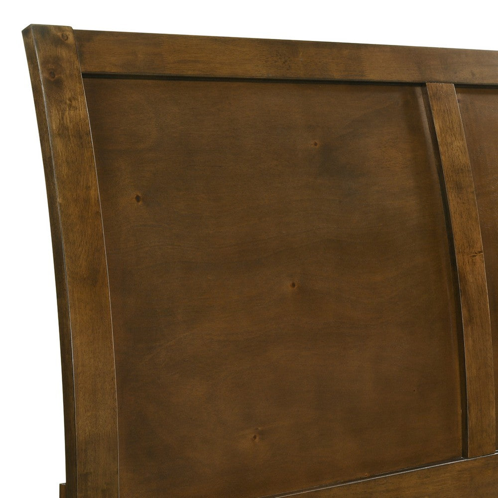 Lary Queen Bed w Sleigh-Style Headboard & Slat Kit | Walnut Brown