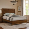 Lary Queen Bed w Sleigh-Style Headboard & Slat Kit | Walnut Brown
