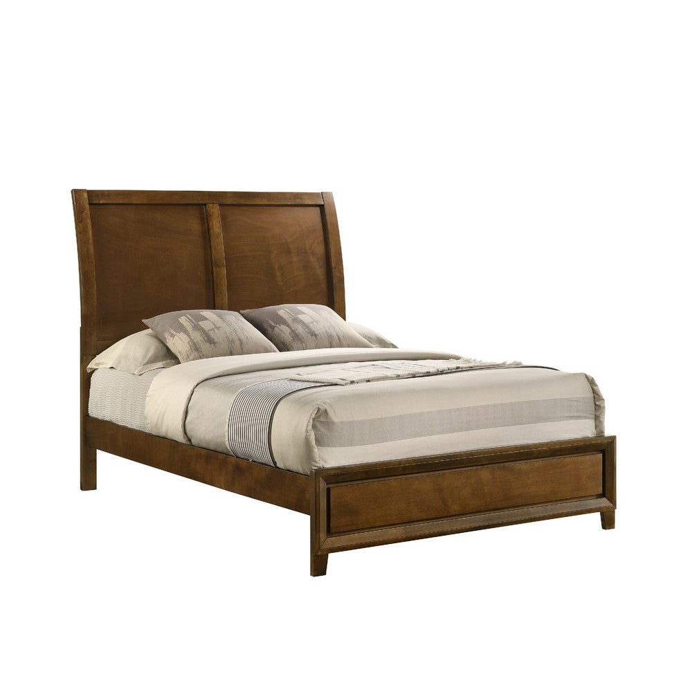 Lary Full Bed w Sleigh-Style Headboard & Slat Kit | Walnut Brown