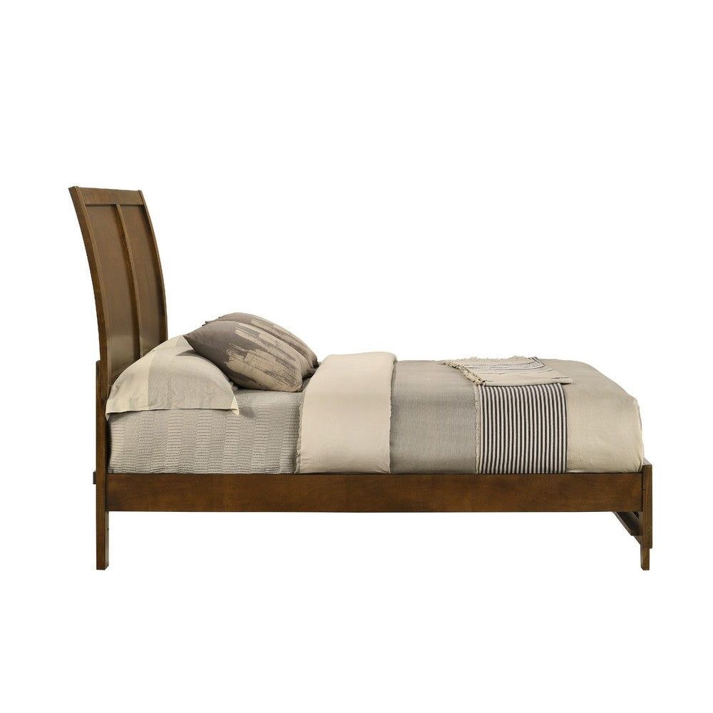 Lary Full Bed w Sleigh-Style Headboard & Slat Kit | Walnut Brown